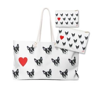 COPY - Weekender Tote Bag and 2 Zipper Pouches with Boston Terrier Dog